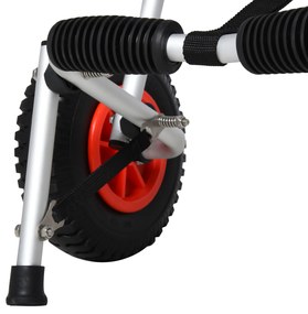 Carrinho de transporte dobrável para caiaque carga 75 kg de alumínio ajuste universal com rodas para barco canoa 57,5x33x24 cm prata