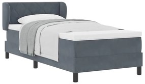 Cama Box Spring com Colchão VidaXL Cinza Escuro 90x200 cm em Veludo