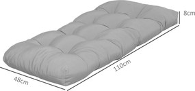 Almofada para Banco de 2 Lugares para Interior e Exterior com 8 Botões para Cadeiras Sofás 110x48x8 cm Cinzento