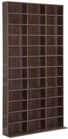 HOMCOM Estante para Rangement CD/DVD Móvel de Armazenamento para 1116 CDs 36 Compartimentos Ajustáveis em Altura 102x24x195 cm Marrom | Aosom Portugal