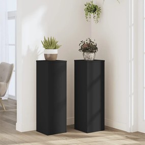 vidaXL Suportes p/ plantas 2 pcs 25x25x80 cm derivados madeira preto