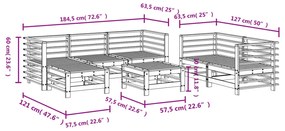 7 pcs conjunto lounge de jardim pinho maciço