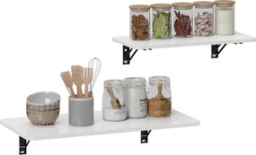 Conjunto de 2 mesas dobráveis de parede, mesa de parede rebatível em madeira, para cozinha, sala de jantar, escritório, branco brilhante