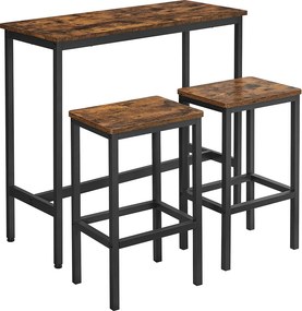 Conjunto de mesa de bar com bancos de bar Castanho Vintage