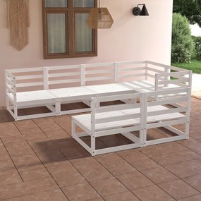 7 pcs conjunto lounge de jardim pinho maciço branco