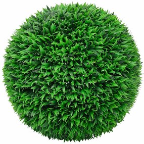Bolas artificiais de buxo com luzes LED 2 pcs verde 55 cm
