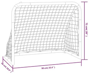 Baliza de futebol com rede 90x48x71 cm aço vermelho e preto