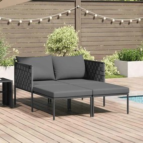 vidaXL Espreguiçadeira com Almofadas para 2 Pessoas Antracite 115x153x69,5 cm Aço