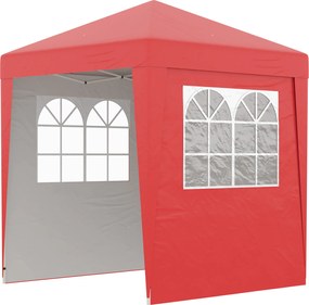 Tenda de jardim pop-up, dobrável, com altura ajustável, proteção UV 30+, 3 paredes laterais 202 x 202 x 261 cm vermelho