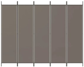 Divisória/biombo com 5 painéis 250x220 cm tecido antracite