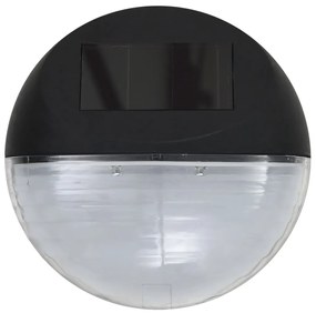 Candeeiro de parede solar LED de exterior 24 pcs preto redondo