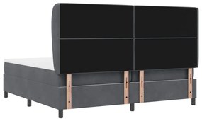 Cama Box com Colchão Cinza Escuro 200x200 cm em Veludo