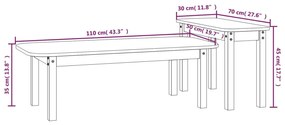 2 pcs conjunto de mesas de centro pinho maciço cinzento