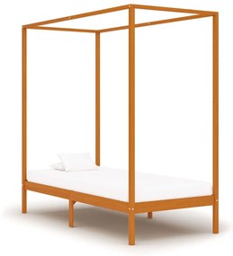 Estrutura de cama com toldo 90x200 cm pinho maciço castanho mel