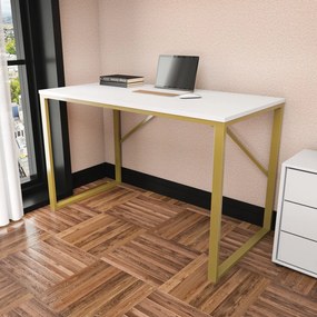 Secretária Layton – Dourada/Branca – 120 cm x 60 cm x 74 cm