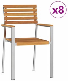 Cadeiras de Jardim Empilháveis vidaXL 8 pcs 54.5x56x89 cm Madeira Acác