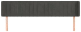 Cabeceira de cama c/ abas veludo 163x16x78/88cm cinzento-escuro