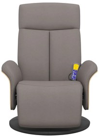 Cadeira massagens reclin. c/ apoio pés tecido cinza-acastanhado