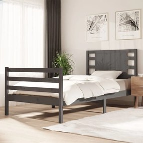 Estrutura de cama 90x200 cm madeira de pinho maciça cinzento