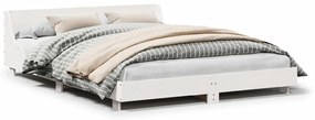 Estrutura cama c/ cabeceira 140x190 cm pinho maciço branco