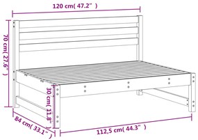 Sofá de centro para jardim 120x80 cm pinho maciço branco
