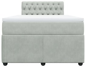 Cama boxspring c/ colchão 120x200 cm veludo cinzento-claro