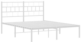 Estrutura de cama com cabeceira 140x200 cm metal branco