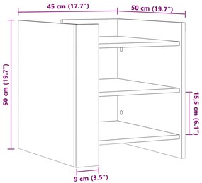 Mesa cabeceira 45x50x50 cm derivados de madeira cinzento sonoma