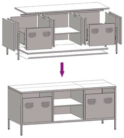 Móvel de TV 101,5x39x43,5 cm aço laminado a frio rosa