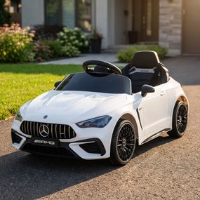 Carro elétrico para crianças AMG CLE 53 12V, Pneus em borracha maciça, bancos em pele sintética Branco