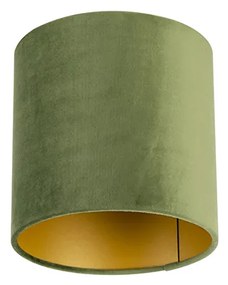 Abajur de veludo verde 20/20/20 com interior dourado