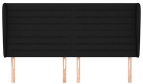 Cabeceira de cama c/ abas tecido 203x23x118/128 cm preto