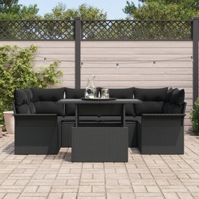 Conjunto de Sofá Jardim vidaXL de 7 peças com Almofadas Rattan PE Pret