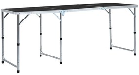 Mesa de campismo dobrável 180x60 cm alumínio cinzento
