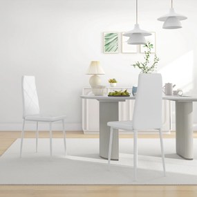 Conjunto de 2 cadeiras de sala de jantar com encosto alto, revestimento sintético e pés em aço, branco