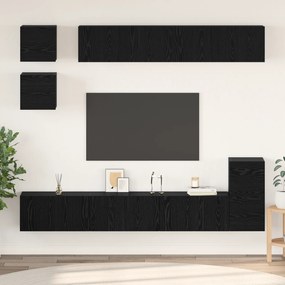 vidaXL Conjunto de móvel de TV com prateleira Outros com armazenamento 8 pcs Carvalho Preto