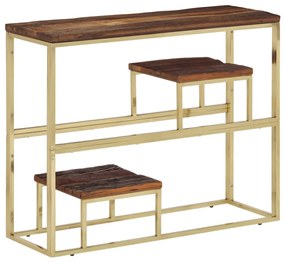 Mesa consola aço inoxidável/madeira ferroviária maciça prateado