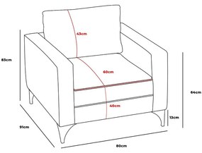 Sofá de 1 Lugar Berlin – Creme e Preto – 90x83x91 cm