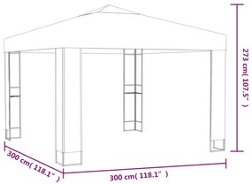 Gazebo com telhado duplo 3x3 m antracite