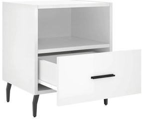 Mesas de cabeceira 2pcs derivados de madeira branco brilhante