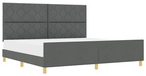 Cama vidaXL Cinza Escuro 200x200 cm Tecido