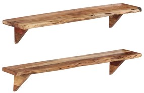 vidaXL Prateleiras parede 2 pcs 110x20x18 cm madeira de acácia maciça