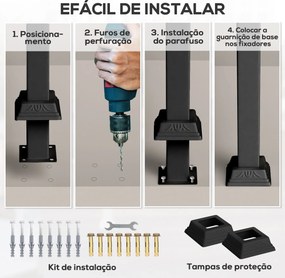 Guarda Corpo para Escada 71 cm Guarda Corpo Metálico com Kit de Instal