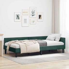 vidaXL Estrutura de Cama de Canto Verde Escuro 90 cm x 190 cm Veludo