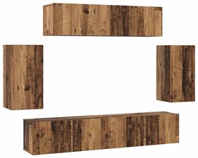 Conjunto de móvel de TV 6 pcs Madeira antiga Médio