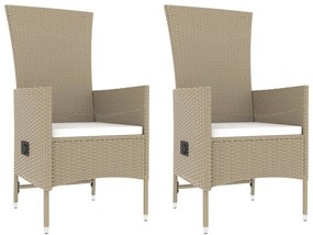 3 pcs conjunto lounge para jardim vime PE e aço bege