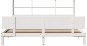 Cama com estante sem colchão 200x200 cm pinho maciço branco