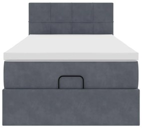 Estrutura cama otomana colchão 90x190 cm veludo cinzento escuro