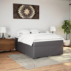 Cama com molas/colchão 140x200 cm couro artificial cinzento