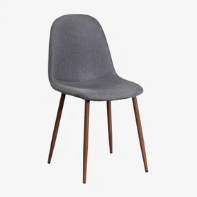 Pack De 2 Cadeiras De Jantar Glamm Madeira Escura & Linho Gris Antracita & Linho - Sklum